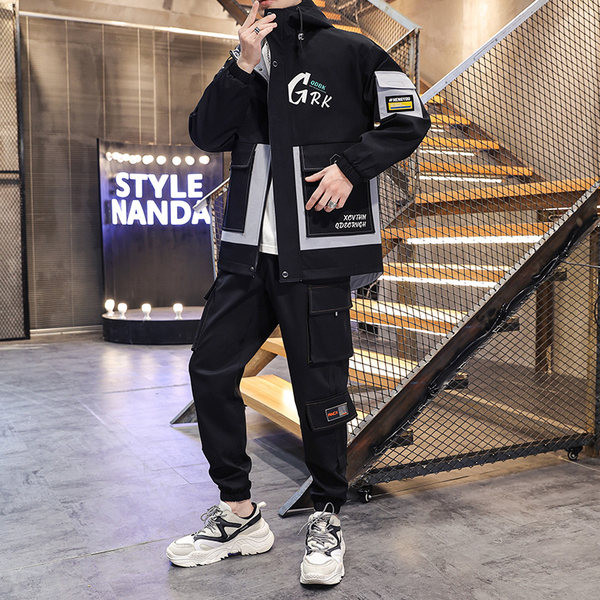 Ανδρικό μπουφάν με κουκούλα και τσέπες σε διάφορα χρώματα