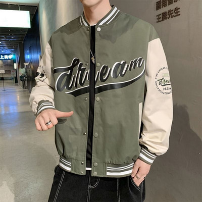 Φαρδύ μοντέλο φθινοπωρινό μπουφάν για άνδρες με κουκούλα και έγχρωμη εκτύπωση