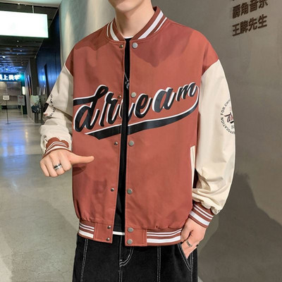 Φαρδύ μοντέλο φθινοπωρινό μπουφάν για άνδρες με κουκούλα και έγχρωμη εκτύπωση