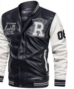 Moderna muška jakna od eko kože sa natpisima