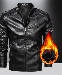 Ανδρικό μπουφάν casual από οικολογικό δέρμα με φερμουάρ