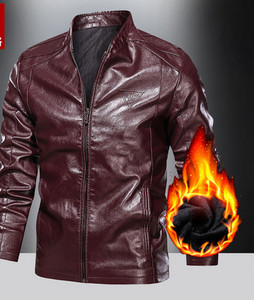 Ανδρικό μπουφάν casual από οικολογικό δέρμα με φερμουάρ