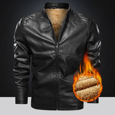 Ανδρικό μπουφάν casual από οικολογικό δέρμα με φερμουάρ