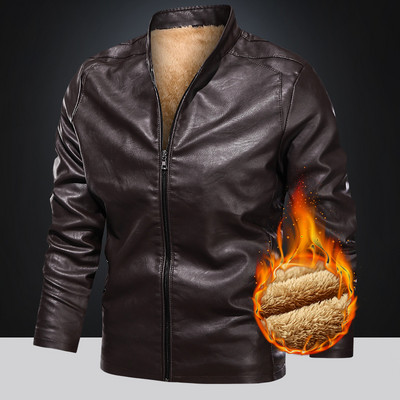 Ανδρικό μπουφάν casual από οικολογικό δέρμα με φερμουάρ