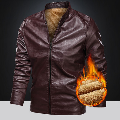 Ανδρικό μπουφάν casual από οικολογικό δέρμα με φερμουάρ