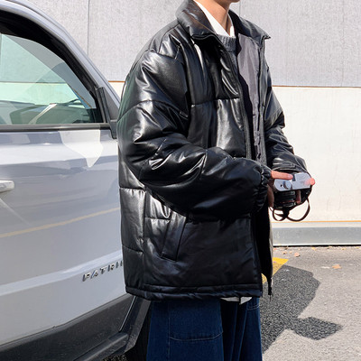 Geaca groasa de iarna din piele ecologica pentru barbati