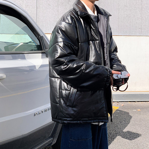 Geaca groasa de iarna din piele ecologica pentru barbati