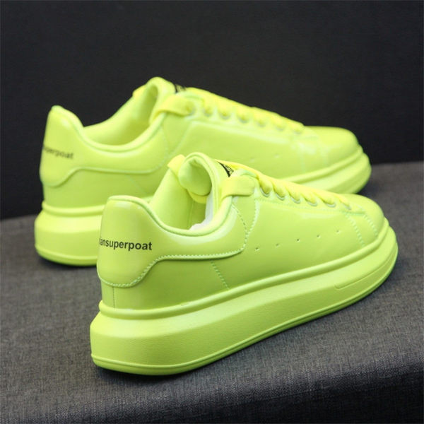 Férfi lakkbőr tornacipő vastag talppal, neon, piros, fekete és fehér színben