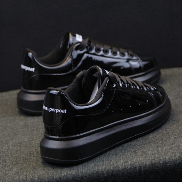 Férfi lakkbőr tornacipő vastag talppal, neon, piros, fekete és fehér színben