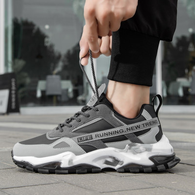 Ανδρικά αθλητικά παπούτσια casual από οικολογικό δέρμα με αντανακλαστικές λωρίδες