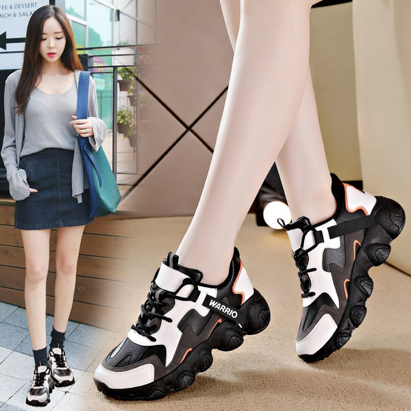 Γυναικεία αθλητικά παπούτσια με τραχύ σόλα στρογγυλεμένο μοντέλο