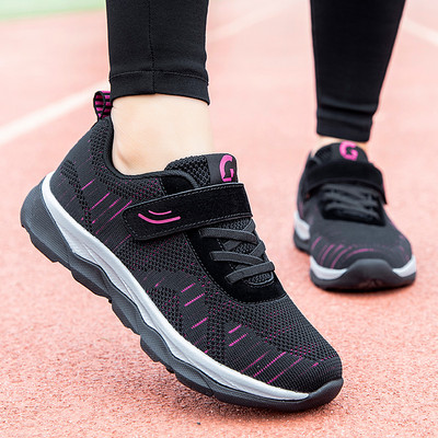 Γυναικεία αθλητικά πάνινα παπούτσια με κορδόνια και velcro