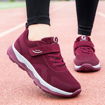 Γυναικεία αθλητικά πάνινα παπούτσια με κορδόνια και velcro