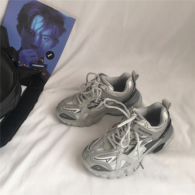 Γυναικεία casual παπούτσια με κορδόνια και τραχιά σόλα - τρία χρώματα