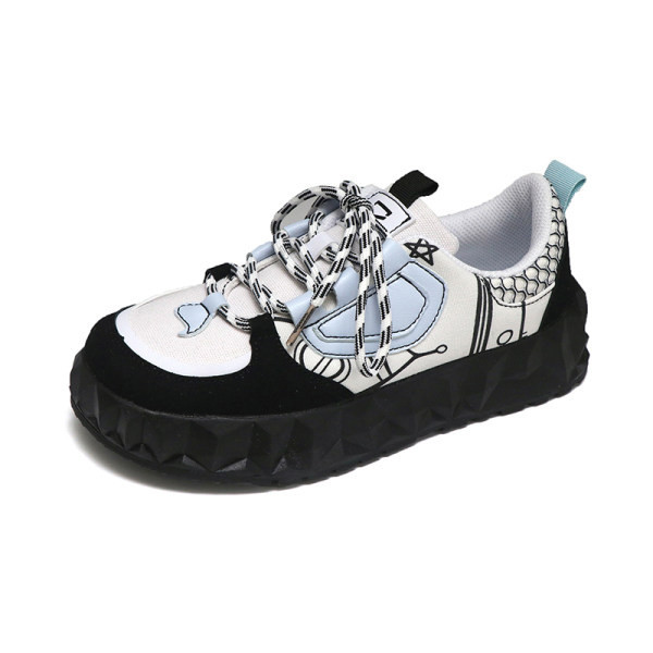 Adidași eleganti de damă cu broderie și model rotunjit de șireturi