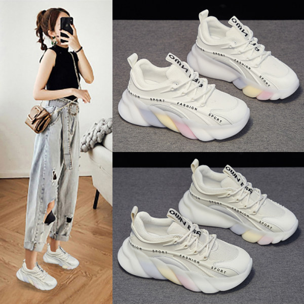 Casual γυναικεία αθλητικά παπούτσια με επιγραφή και κορδόνια σε δύο μοντέλα