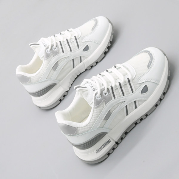 Adidași de damă stilați, cu talpă plată și model uni cu șireturi