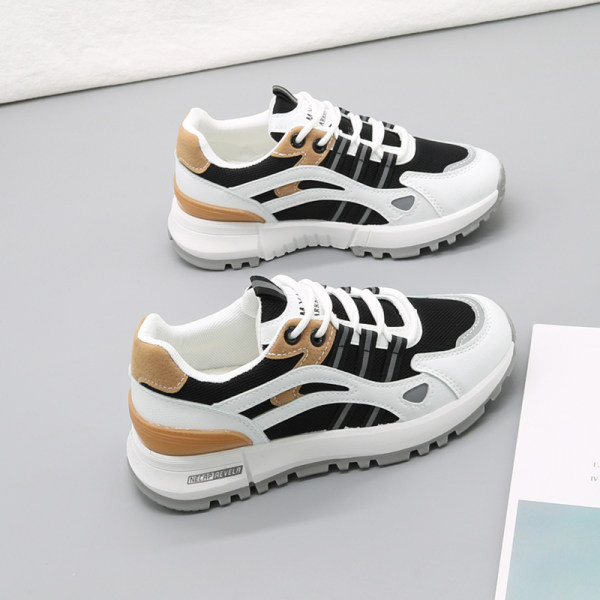 Adidași de damă stilați, cu talpă plată și model uni cu șireturi