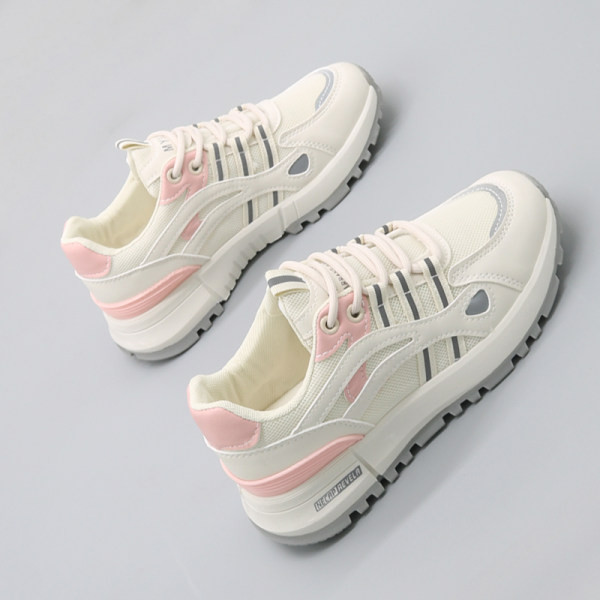 Adidași de damă stilați, cu talpă plată și model uni cu șireturi