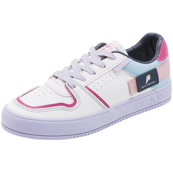 Γυναικεία αθλητικά παπούτσια με χρωματιστή σόλα και κορδόνια