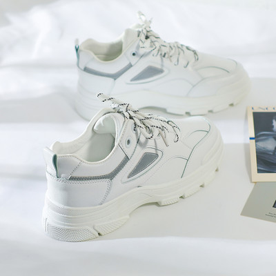 Adidasi de dama cu talpa plat inalta din piele ecologica