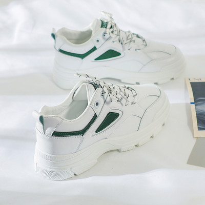 Adidasi de dama cu talpa plat inalta din piele ecologica