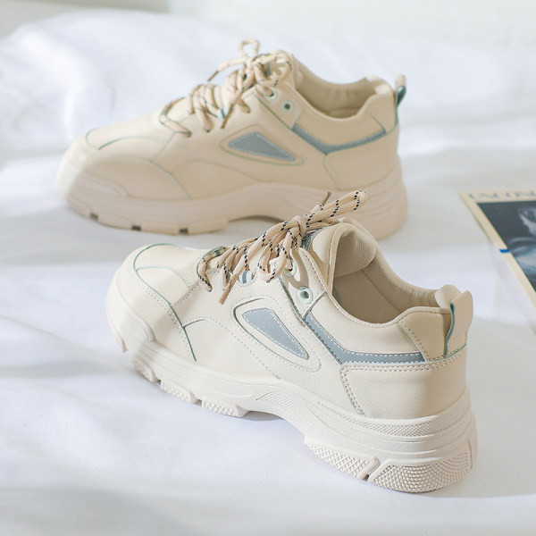 Adidasi de dama cu talpa plat inalta din piele ecologica