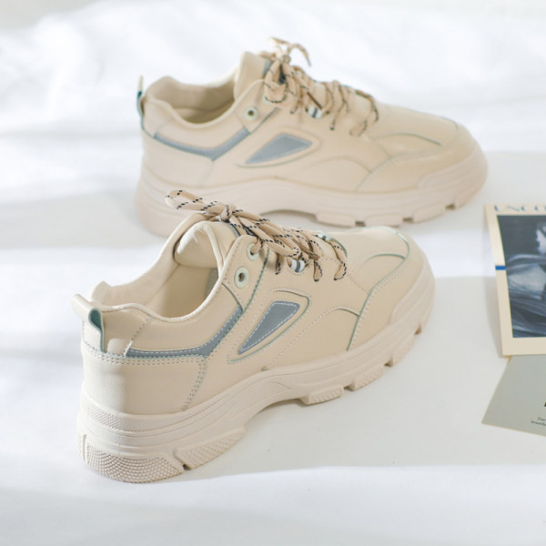 Adidasi de dama cu talpa plat inalta din piele ecologica