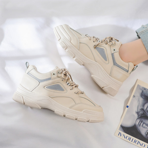 Adidasi de dama cu talpa plat inalta din piele ecologica