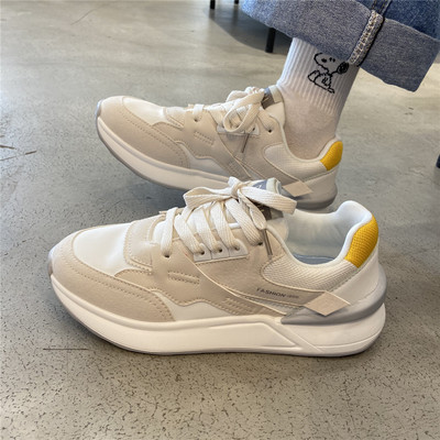 Γυναικεία sneakers με κορδόνια σε μπλε και μπεζ χρώμα