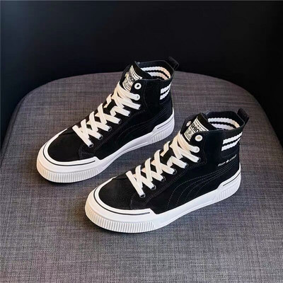 Tenisi dama eleganti din piele intoarsa ecologica cu broderie