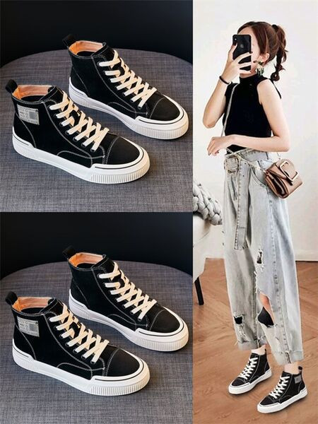 Tenisi dama eleganti din piele intoarsa ecologica cu broderie