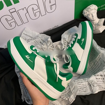 Γυναικεία casual αθλητικά παπούτσια με επίπεδη σόλα και κορδόνια στρογγυλεμένο μοτίβο