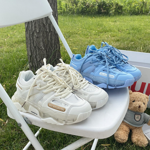 Model nou de adidasi de dama cu talpa aspra in bej si albastru