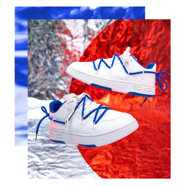 Tenisi dama din piele ecologica, model rotunjit cu sireturi