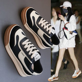 Γυναικεία μοντέρνα αθλητικά παπούτσια σε μαύρο και μπεζ χρώμα