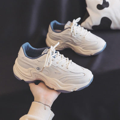 Γυναικεία μοντέρνα αθλητικά παπούτσια με κορδόνια και τραχιά σόλα με κορδόνια και πλέγμα