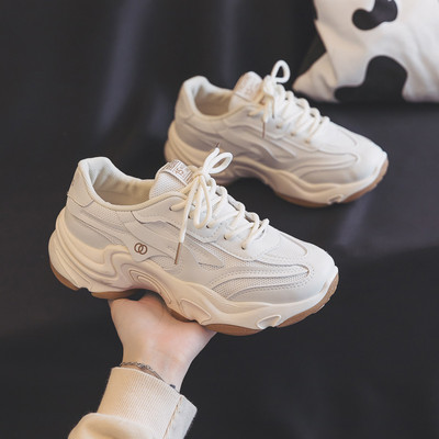 Γυναικεία μοντέρνα αθλητικά παπούτσια με κορδόνια και τραχιά σόλα με κορδόνια και πλέγμα