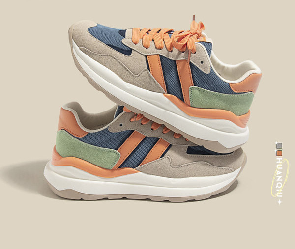 Casual αθλητικά παπούτσια με χρωματιστά κορδόνια και επίπεδη σόλα