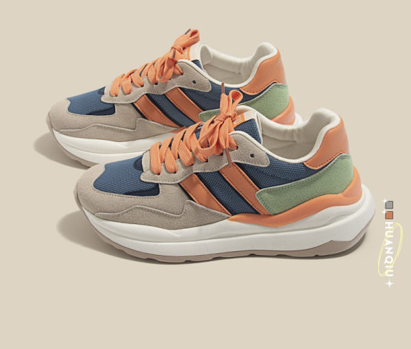 Casual αθλητικά παπούτσια με χρωματιστά κορδόνια και επίπεδη σόλα