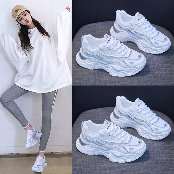 Γυναικεία αθλητικά παπούτσια με ψηλή σόλα σε τρία χρώματα