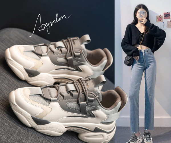 Ženske tenisice s vezicama u sivoj i bijeloj boji