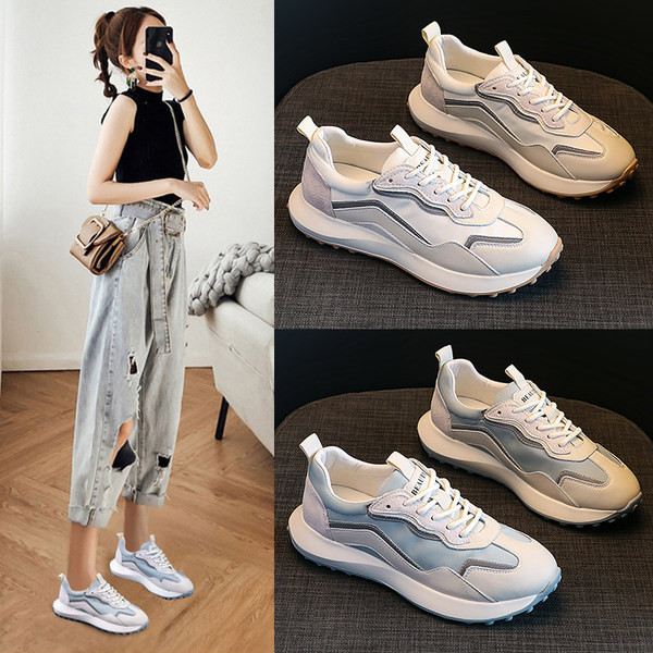 Adidași de damă de actualitate cu talpă plată și șireturi model uni