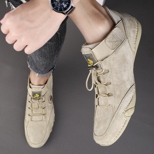 Pantofi casual barbatesti cu talpa plate in albastru si bej