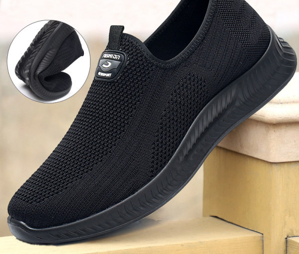 Casual ανδρικά αθλητικά παπούτσια με έμβλημα - μαύρο και γκρι χρώμα