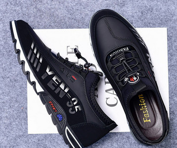 Ležerne muške tenisice od umjetne kože u plavoj i crnoj boji