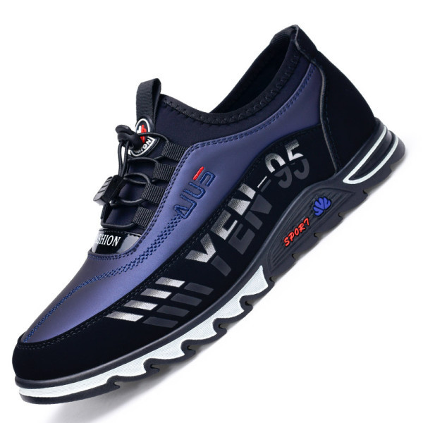 Ležerne muške tenisice od umjetne kože u plavoj i crnoj boji