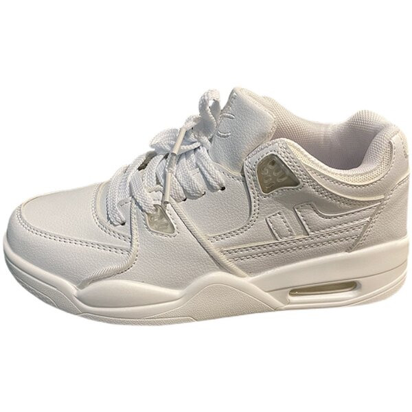 Tenisi casual pentru bărbați, cu șireturi și talpă plată, în alb