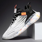 Adidasi de toamna pentru barbati cu o parte din plasa si talpa colorata