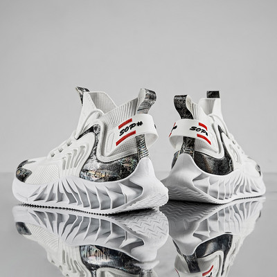 Adidasi respirabili, tip baschet pana la glezna cu imprimeu